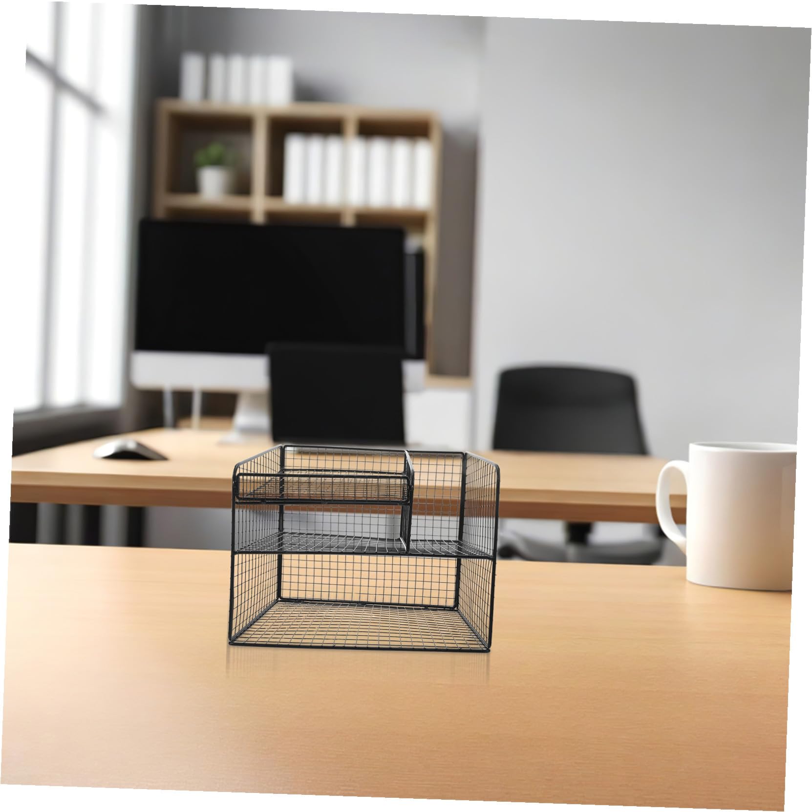ULTECHNOVO Rack de stockage téléphonique plateau de document Organisateur de bureau bac à lettre phone stand for desk porte-documents de bureau organisateur de fichiers Black