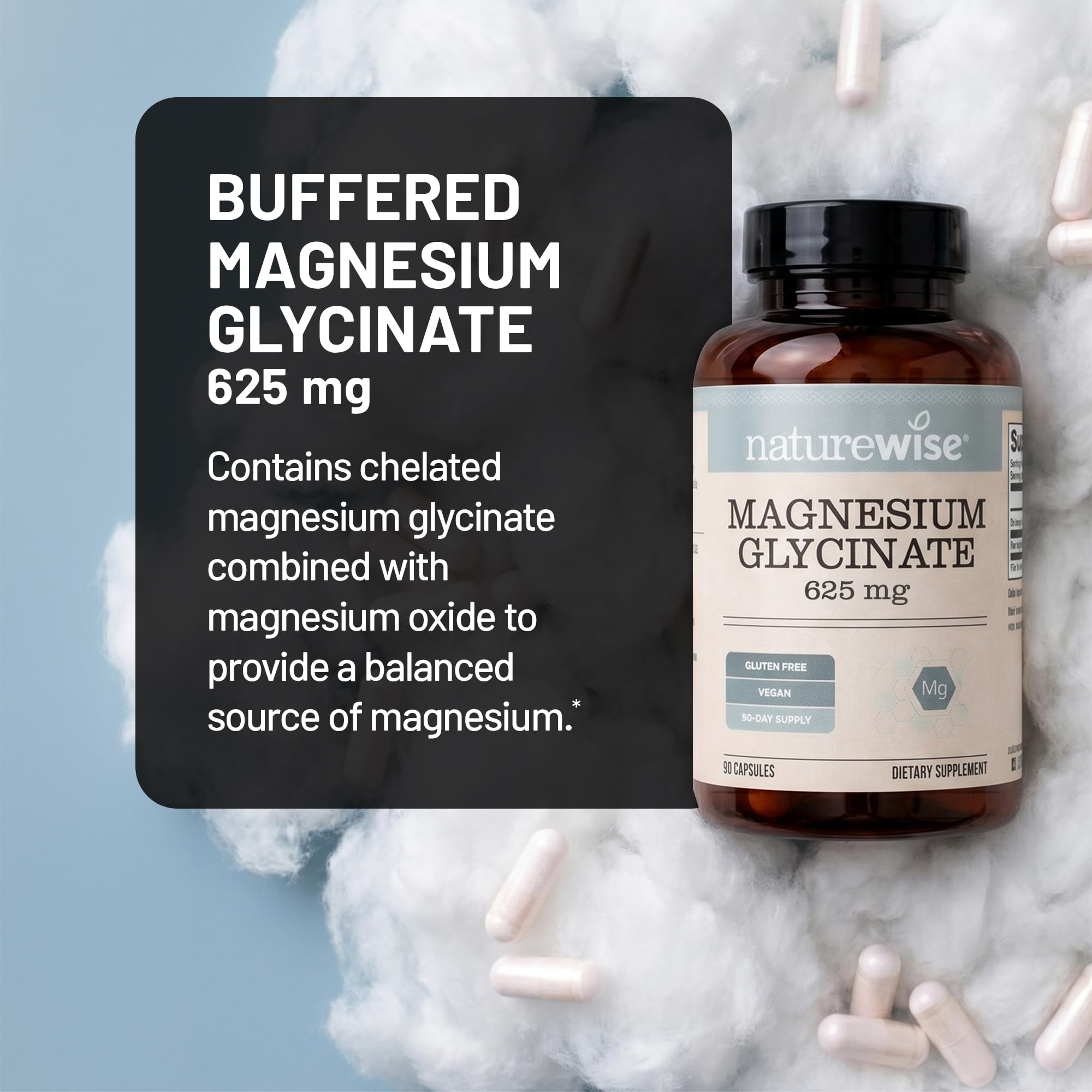 NatureWise Magnesium Glycinate 625mg, Sleep & Muscle Support, 90 Capsules — Amazon image 4
