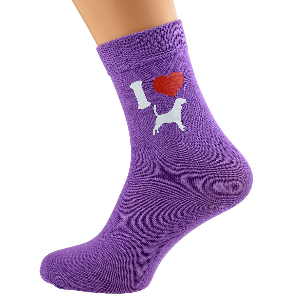 GTR-Prestige Giftware I Love Beagles Dog Ladies Socks Purple UK 4-8 EUR 37-41 US 6-10 (X6N135)