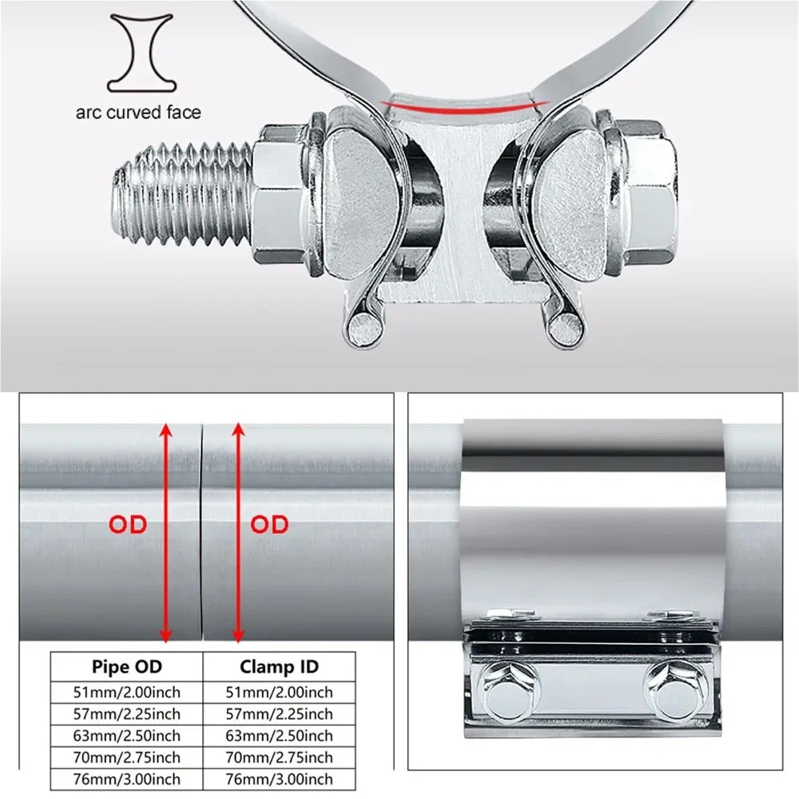 V Band Schelle Universal-Auspuffrohr-Verbindungsring, starke Stahlrohrschelle, Edelstahl-Auspuffstoßverbindungsbandschelle, Autozubehör(40mm)
