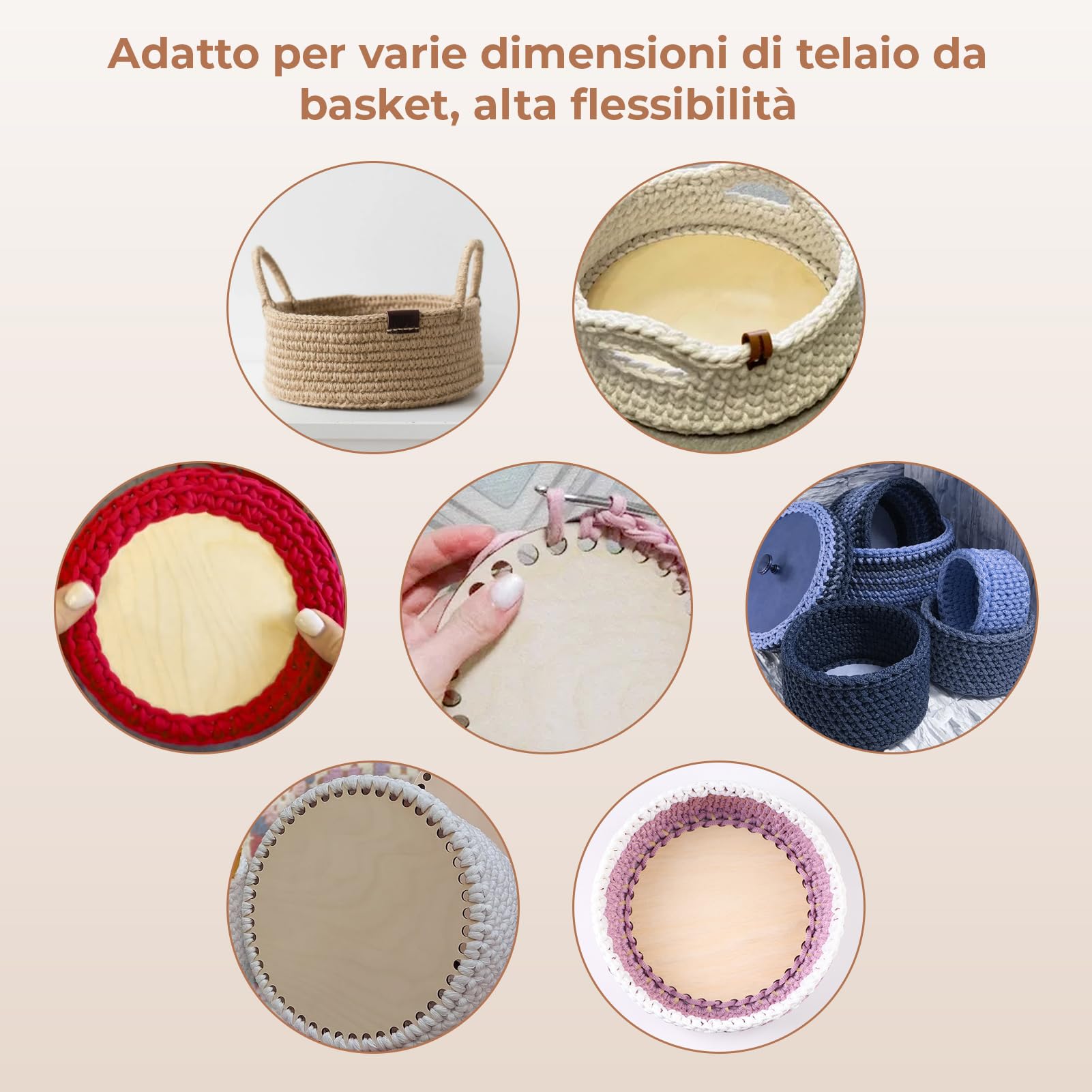EUGENEKELLY 6 Pezzi Base Rotonda all'Uncinetto in Legno,15/20cm Cerchio Legno Naturale Fondo Cesto Base,Cesto all'Uncinetto Base Sacchetto,Uncinetto Cestino Base,per Portaoggetti, Borsette