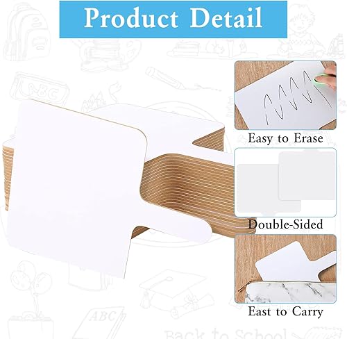 Miniatura 3 de 50 paletas de borrado en seco, paleta de respuesta de borrado en seco, pizarras blancas de mano de doble cara, paletas de doble cara para