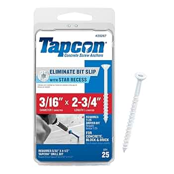 Amazon.com: Tapcon 28267 3/16x2-3/4 White Star Drive Bugle