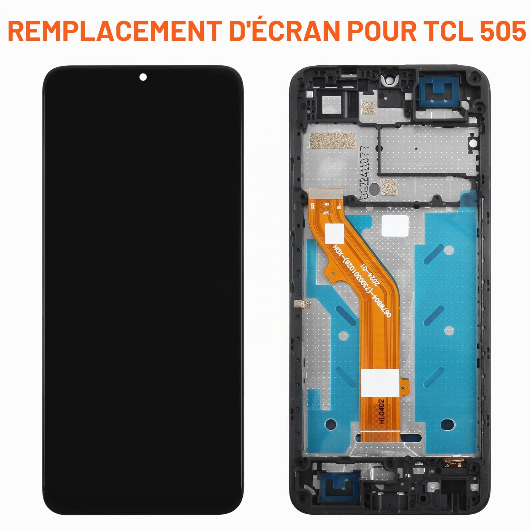 Écran LCD pour TCL 505 LCD Display pour TCL 505 T509K T509A 6,75 Pouces Ecran Replacement Écran Tactile Touchscreen Assemblée avec Réparation Kit, (Noir avec Cadre)