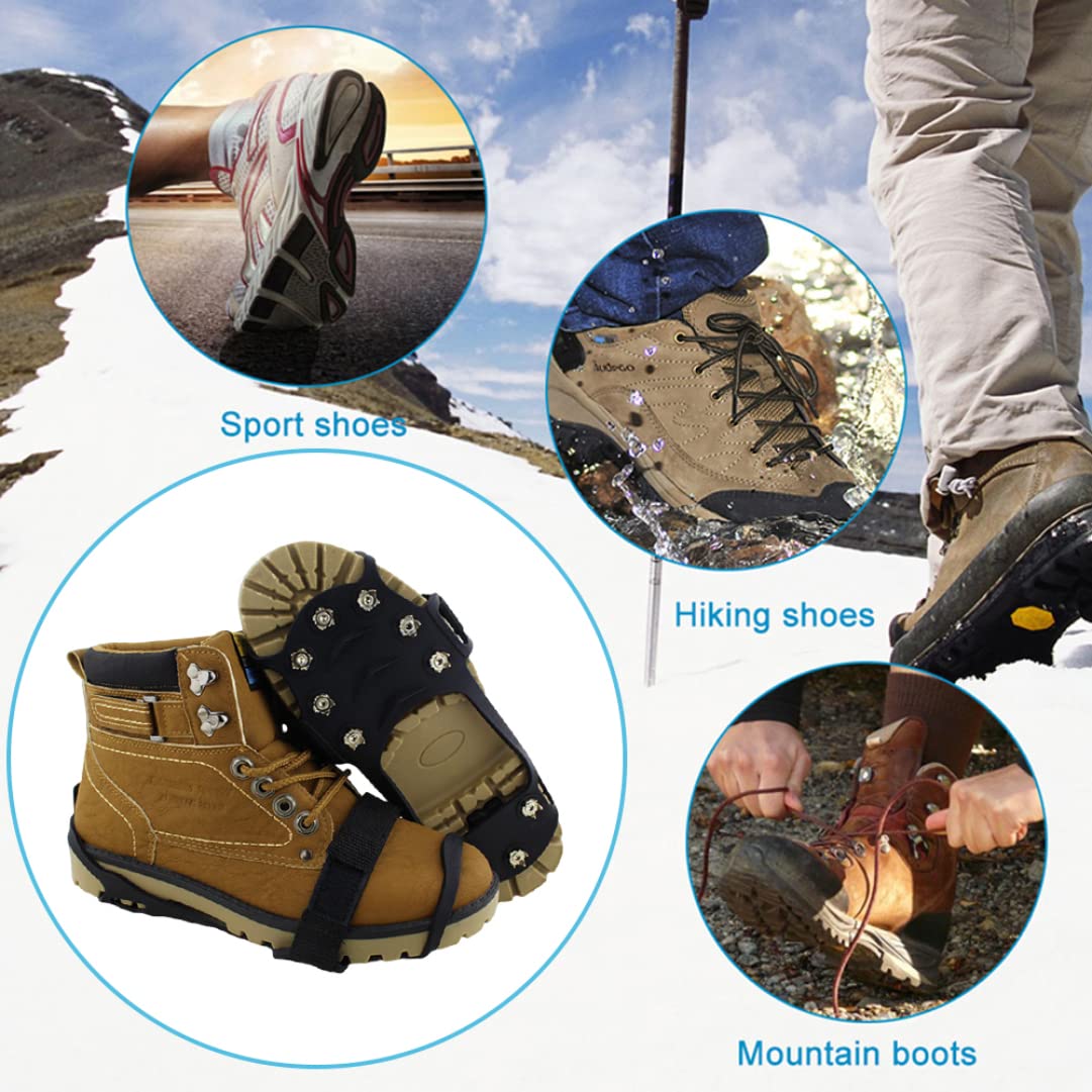 1 Paar Crampon Traction-schoenplaatjes - Antislip-tractiegrepen Met 5 Spikes Voor Sneeuw, Ijs, Wandelen, Joggen En Klimmen, Antislip En Duurzaam Ontwerp