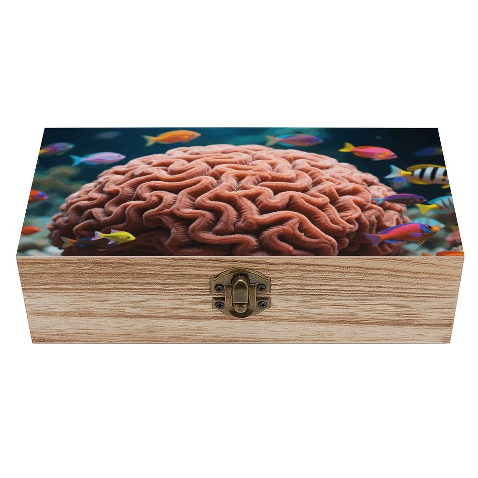 FodPand Decorative Keepsake Box Wooden Storage Boxes with Hinged Lid Handmade BrainCoral Wood Organizer Memory Treasure Box for Jewelry Craft Card Photo Storage Wedding Bridal Shower Gifts