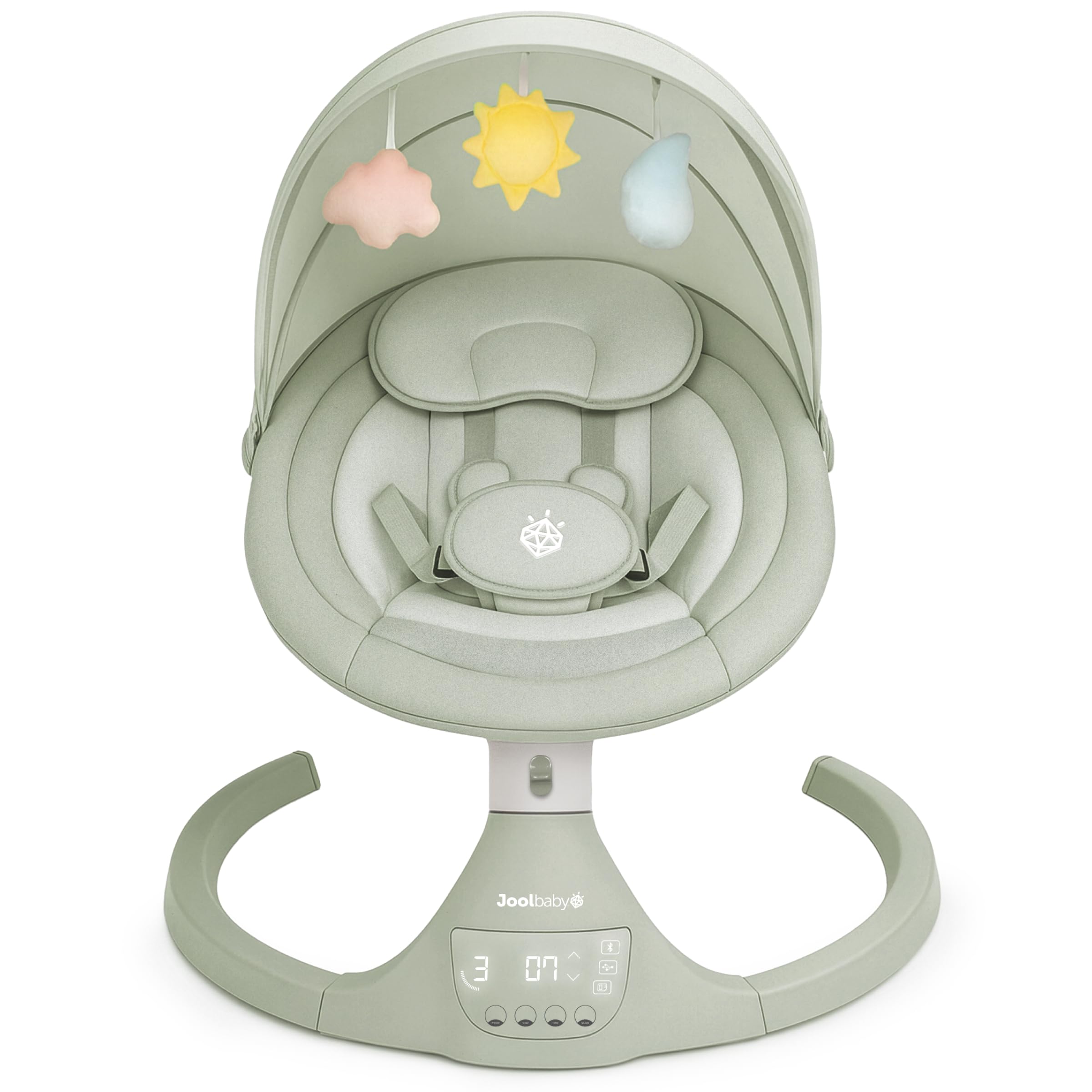 Jool Baby Nova Swing for Newborns - Electric Motorized Infant Swing, Bluetooth Music, 10 Preset Melodies, Remote (Updated Model, Sage)