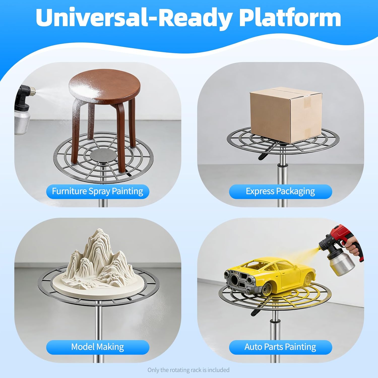 360° Rotating Spray Paint Rack, 23.6-31.5in Height Adjustable Stainless Steel Painting Stand, 176lbs Capacity Turntable with Weighted Base for Furniture, Models, Craft Painting