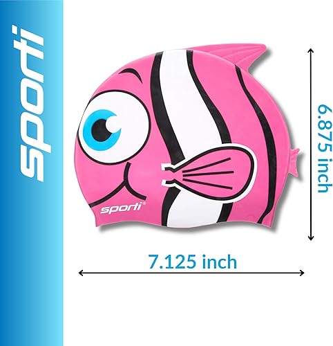 Miniatura 9 de Sporti Gorro de natación de silicona para niños, gorro de natación unisex para jóvenes, gorras de baño de protección para tus hijos, de 2 a 10 años