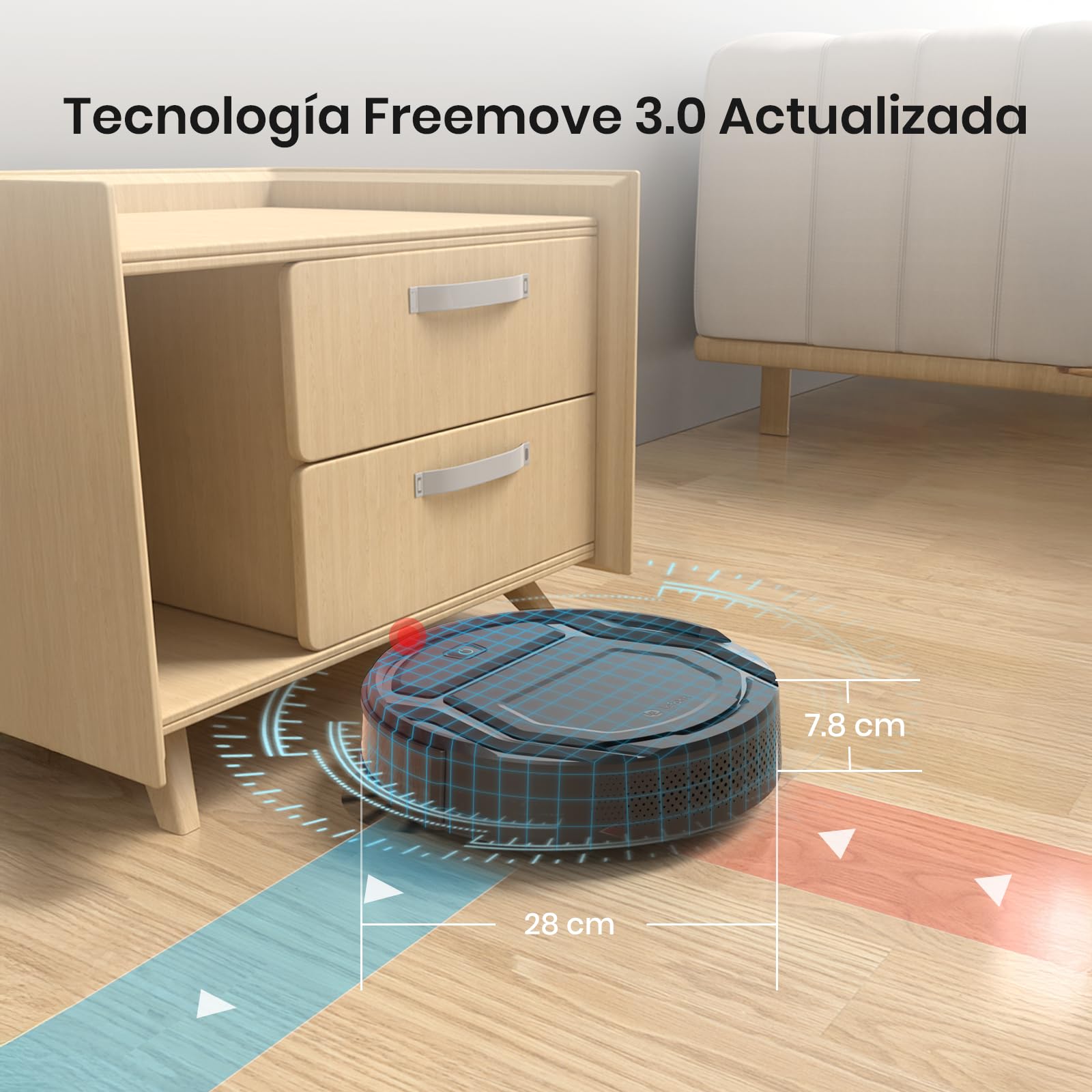 Lefant Robot Aspirador 2200Pa, Aspirador Robot Autonomía de 120 Min, WiFi/App/Alexa, Sensor de Anticolisión/Caída Navegación Inteligente, Delgado y Silencioso, 6 Modos de Limpieza M210 Pro