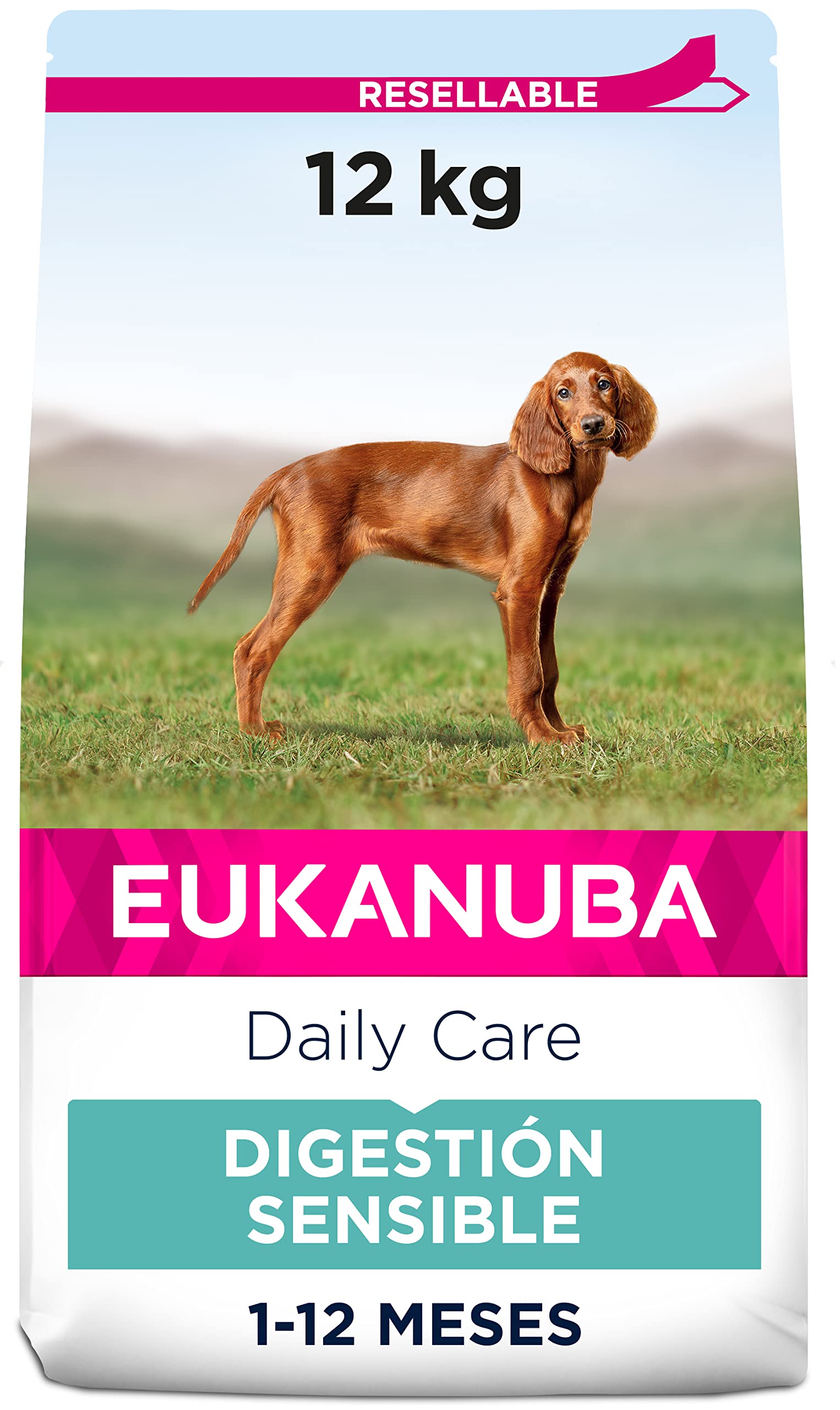 EUKANUBA Daily Care Alimento seco para cachorros con digestión sensible, creado para perros con estómagos sensibles, 12 kg