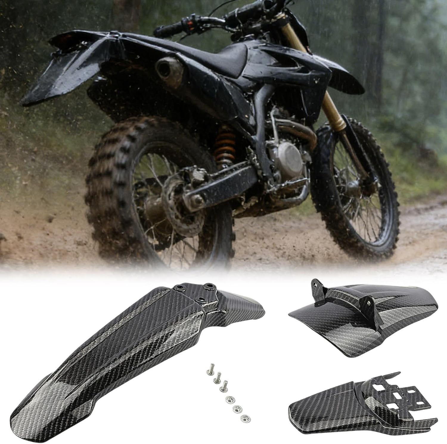 Front and Rear Fender Set for Tuttio Soleil 01 Electric Dirt Bike, Heavy Duty ABS Mud Guards Replacement, Compatible Black Off-Road Fenders for Tutti Motorcycle (Gray)