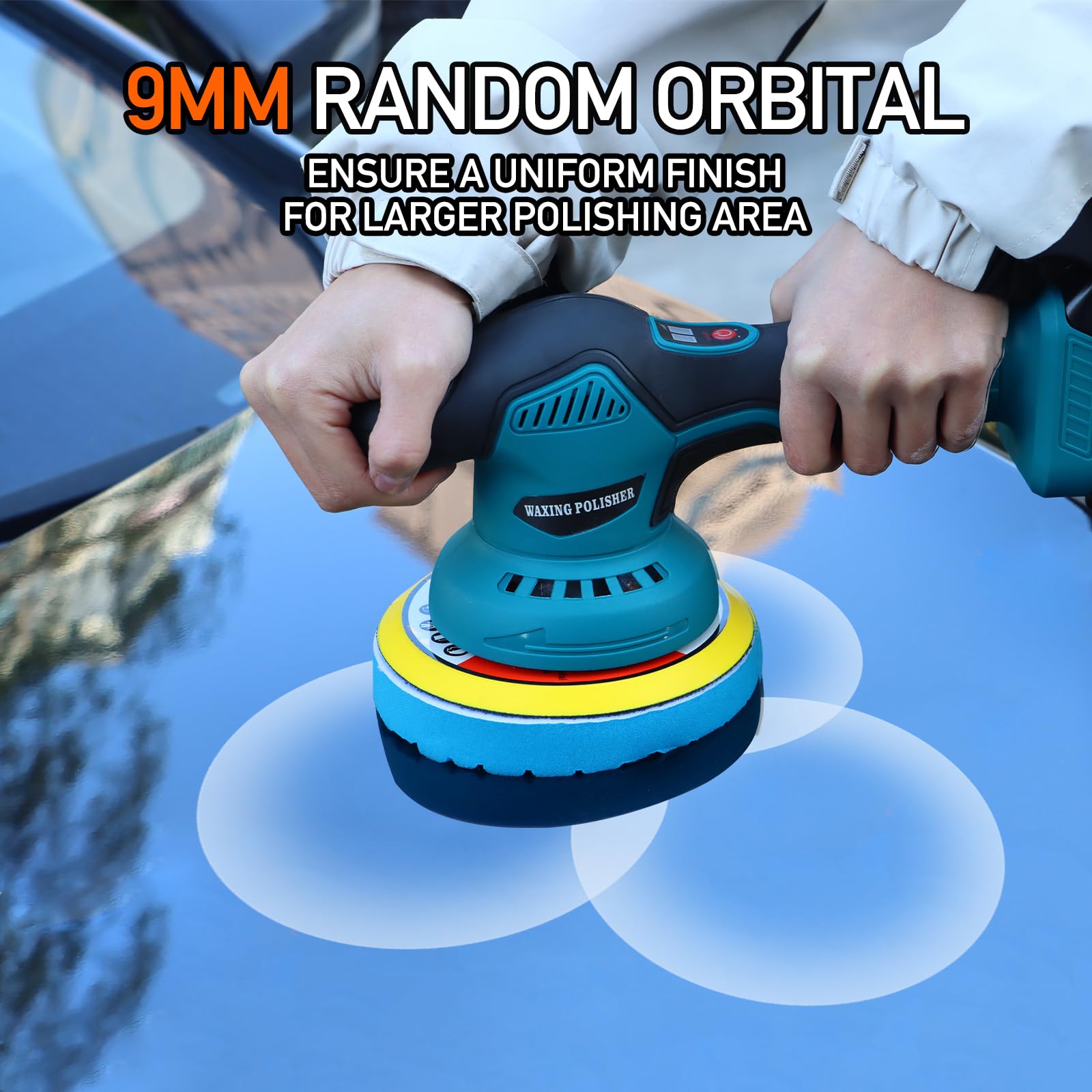 Lucidatrice tampone compatibile con batteria Makita 18 V, tampone orbitale senza fili, tampone orbitale da 15,2 cm, motore brushless per barca, lucidatura e ceratura auto (solo strumento, nessuna