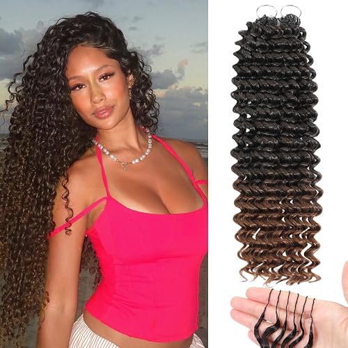 Ombre Brown Human Crochet Hair for Black Women 2 Packs 18 Inch 70g Pre-Separated