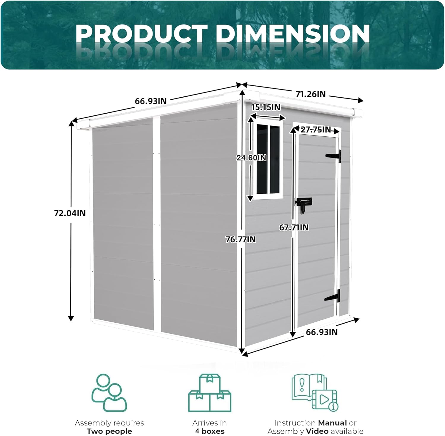 6 x 6 FT Resin Sheds & Outdoor Storage with Floor & Window, Waterproof Outside Storage Shed with Flat-Top Roof, Utility Tool Shed for Home, Backyard Garden, Pool — Light Gray
