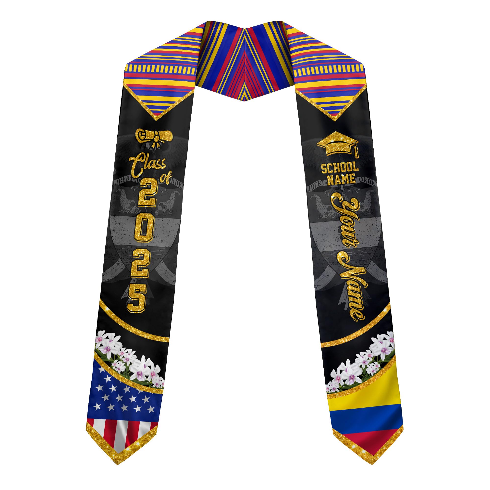 MonkeyVan Colombians Graduation Sash, Custom Colombians American Flag Graduation Sash 2025, Colombia Graduation Stole Clb8