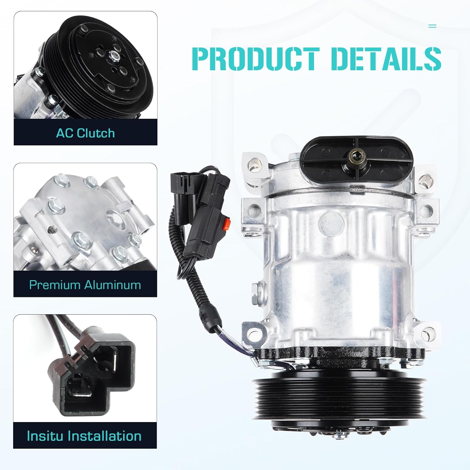 AC Compressor with Clutch for Dodge Ram 1500 2500 3500 3.9L 5.2L 5.9 8.0L Pickup 1994-2001, Dodge Dakota 1994-2001, Dodge Durango 1998-2001, Ramcharger 5.2L 5.9L 1999-2001 & 5.9L 1994-1996, 16 Ports