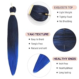 Beyond Beauty Braiding Hair pre stretched, Braids Synthetic Fiber Ombre Yaki Texture, Natural Easy Twist Braids Crochet Hair Hot Water Setting hair extensions