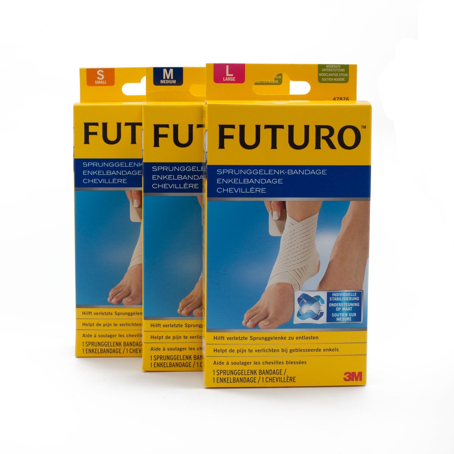 Fasciatura FUTURO FUT47876 classico alla caviglia, da indossare su entrambi i lati, Taglia L, 23.0 a 25.5 cm