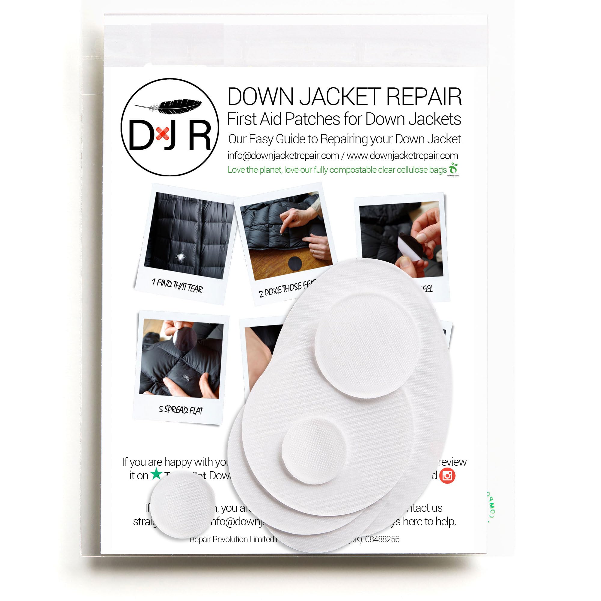 Kit di 64 toppe di riparazione per piumini, in nylon, autoadesive, impermeabili