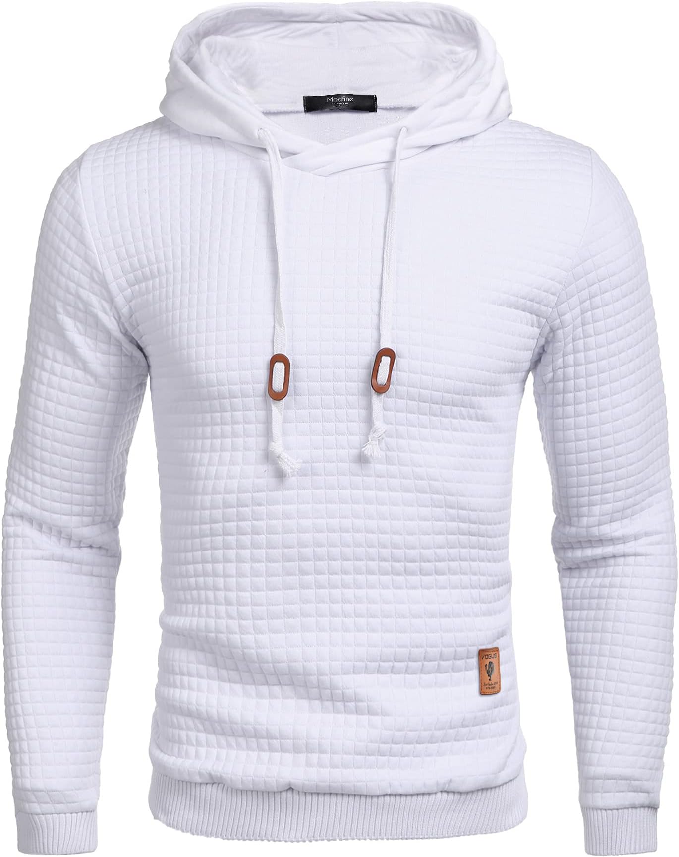 Mens Hooded Sweatshirt Casual Long Sleeve Drawstring Waffle Knit Pullover Hoodies