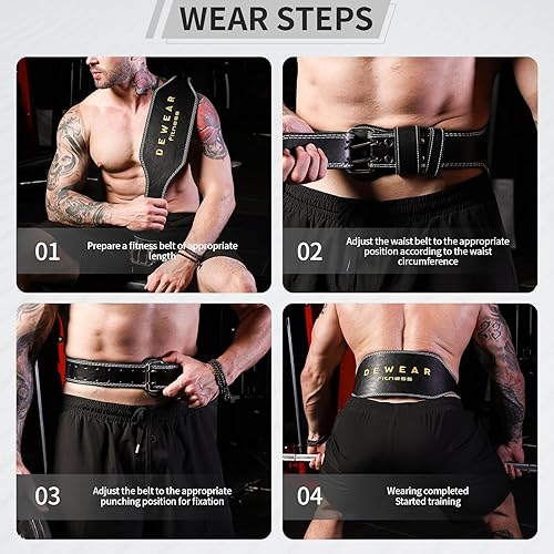 Miniatura 8 de Cinturón de levantamiento de pesas de cuero genuino, soporte lumbar acolchado de 4 y 6 pulgadas, 10 agujeros ajustables, cinturón de peso para