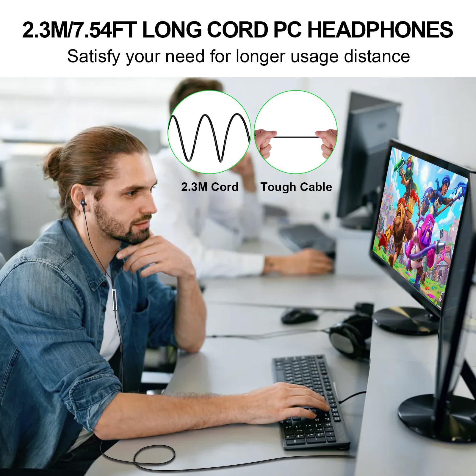 Zestaw słuchawkowy USB z mikrofonem do komputera, kabel USB A, słuchawki do komputera, przewodowe słuchawki USB A z wyciszeniem w linii, stereo, redukcja szumów, kabel do laptopa do przełącznika