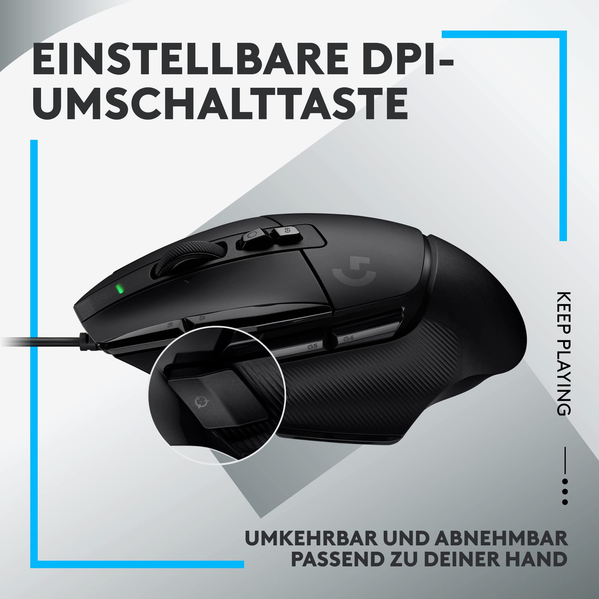 Logitech G G502 X Kabelgebundene Gaming-Maus, LIGHTFORCE Hybrid optisch-mechanische Primärschalter, Hero 25K Sensor, Schwarz