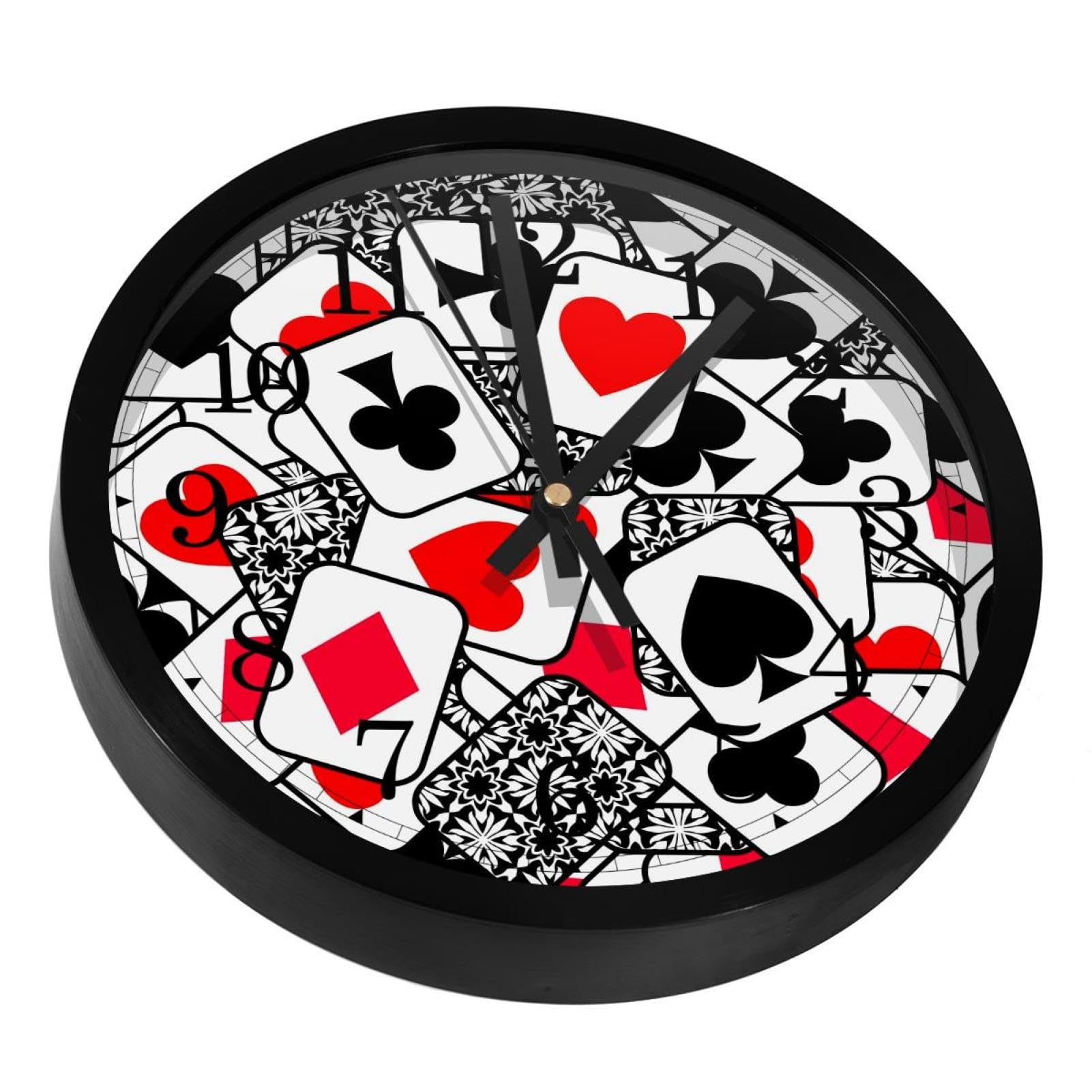 Horloge silencieuse sans tic-tac déco cartes à jouer pour chambre