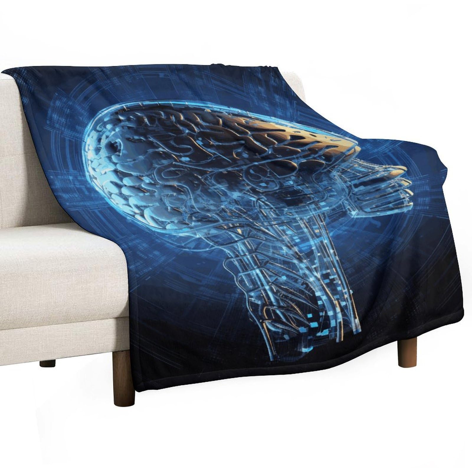 Couverture en flanelle imprimé cerveau artificiel douce et légère pour lit et canapé 152x203cm