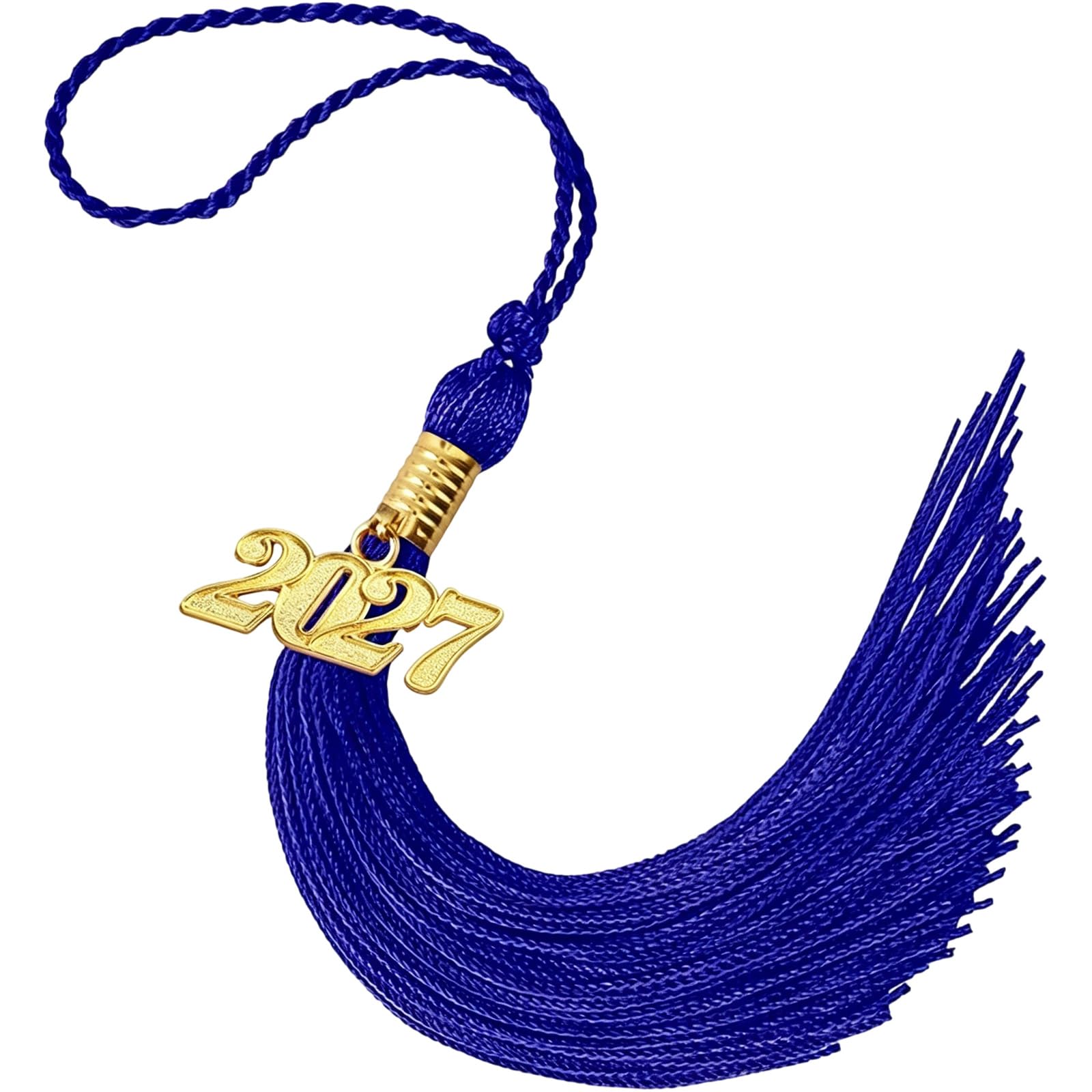 Zeiwohndc Blue 2027 Polyester Graduation Tassels With Secure Clip For Cap And Craft Projects Soft Polyester Tassels