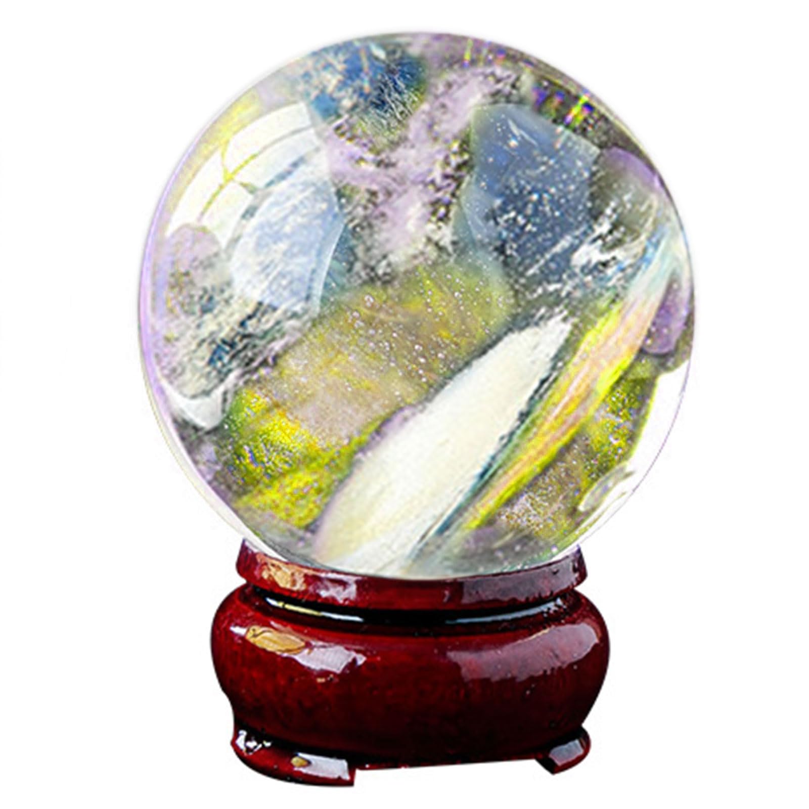 Yellow Smelt Quartz Crystal Sphere with Stand Natural Yellow Crystal Stone Sphere Healing Ball for Home Decorative Divination or Feng Shui and Fortune,150mm