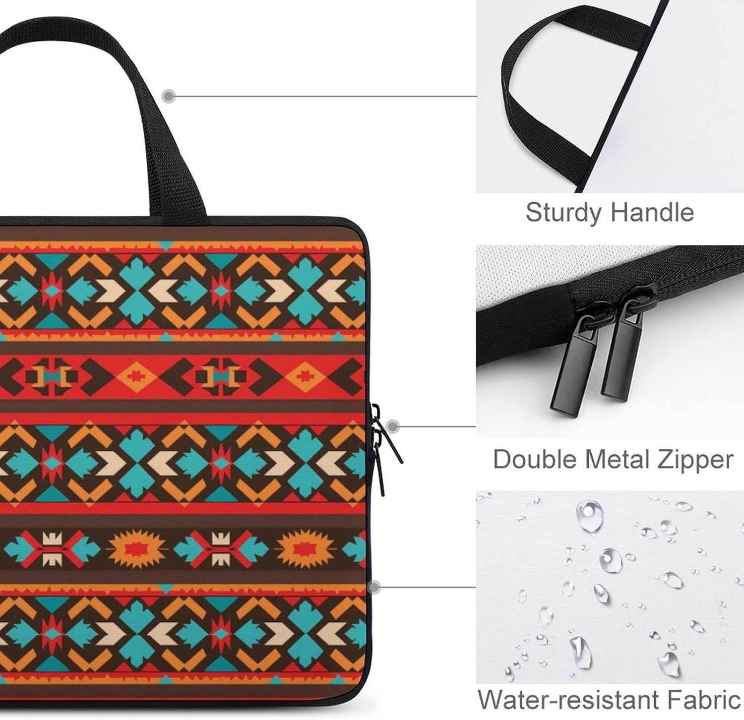 Southwestern Navajo Pattern Laptop Bag Print Computer Sleeve Case Protector Briefcase Totes for Women Men