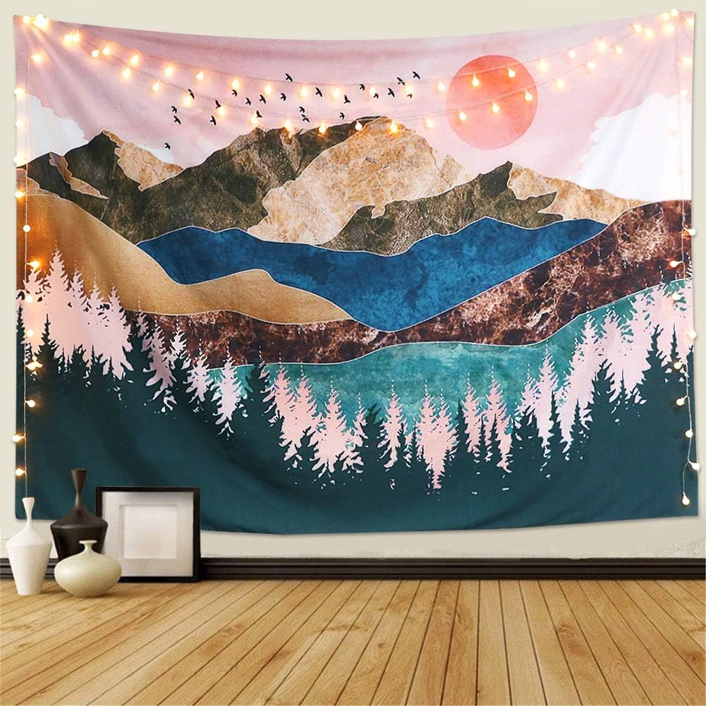 Dremisland Sunset Wall Tapestry Forest Tree Tapestry Mountain Wall