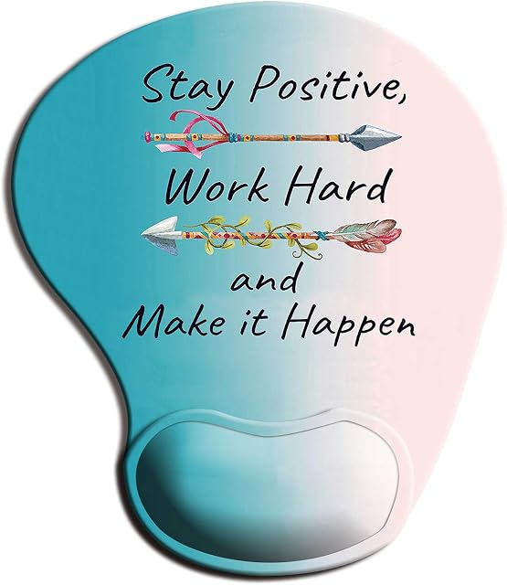 ITNRSIIET Mouse Pad, Ergonomic Mouse Pad with Gel Wrist Rest Support, Gaming Mousepad with Lycra Cloth, Non-Slip PU Base for Gaming Computer, Laptop, Home, Office & Travel, Inspirational Quotes