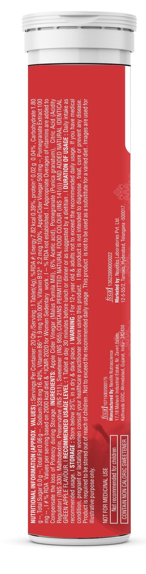The Body Reserve Apple Cider Vinegar 60 Effervescent Tablets, Acv With The Mother for Weight Loss And Management With Vitamin B6 & B12, Pack Of 3 (Apple Flavour) 2