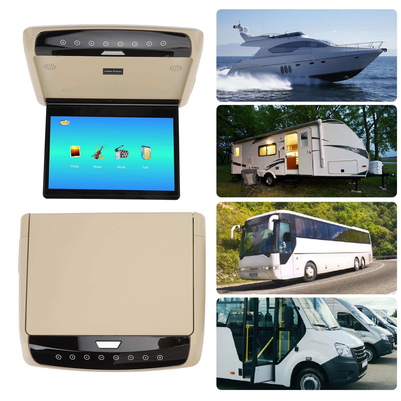 Schermo FHD 11,6 Pollici con Risoluzione 1920x1080 Monitor Tetto per Auto Flip Down Multimedia Display Video Soffitto per Auto con Porta USB SD HDMI (senza unità DVD)