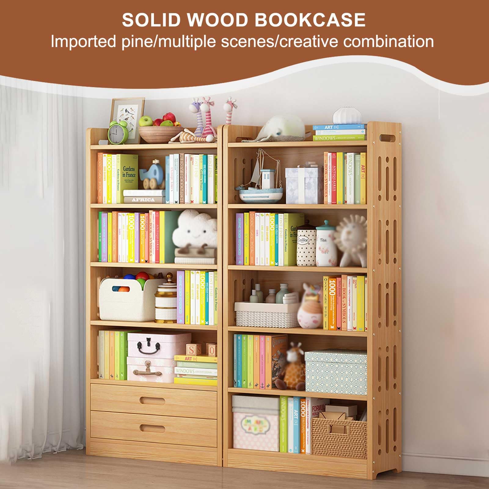 Amazon｜6棚背の高い本棚木製オープンディスプレイフロア本棚、本棚