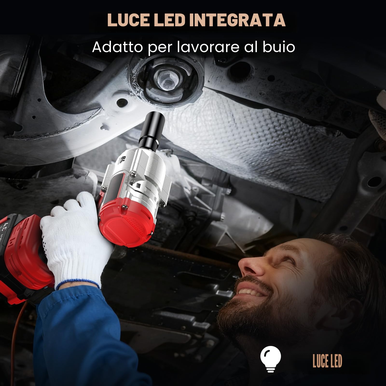 Avvitatore a Impulsi a Batteria 3-in-1 / Impact Driver/Trapano a Percussione – 1200Nm Alta Coppia 1/2" con Motore Brushless, 2× Batterie 4.0Ah, Bussole, Punte e Inserti – Ideale per Auto, DIY e Uso