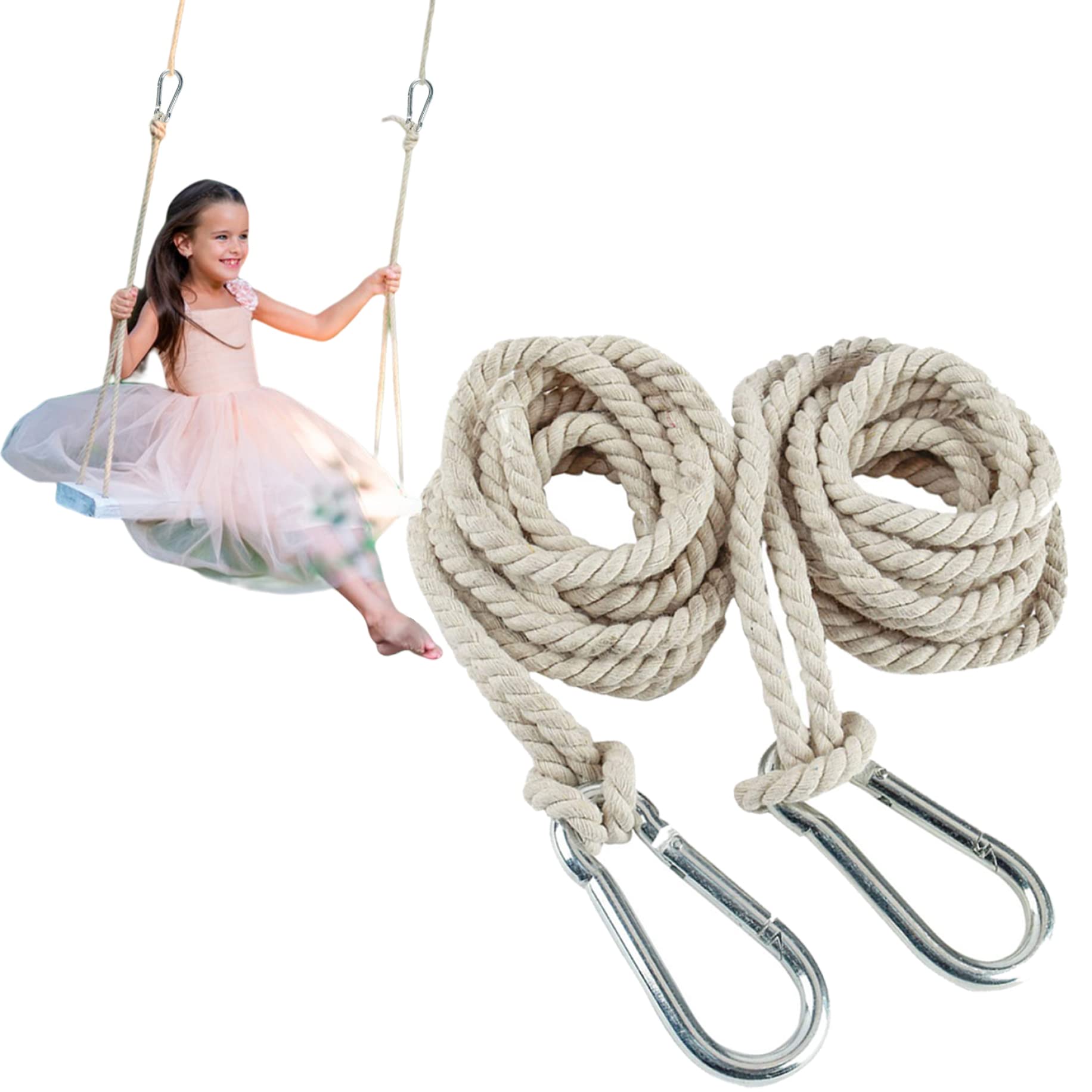 Tree Swing Straps Hammock 2PCS Cotton Hanging Rope157.48 Inch Adjustable Swing Hooks Strap Garden Accessories Swing Rope Tree Swing Rope Hammock Straps Hammock Hanging Kit