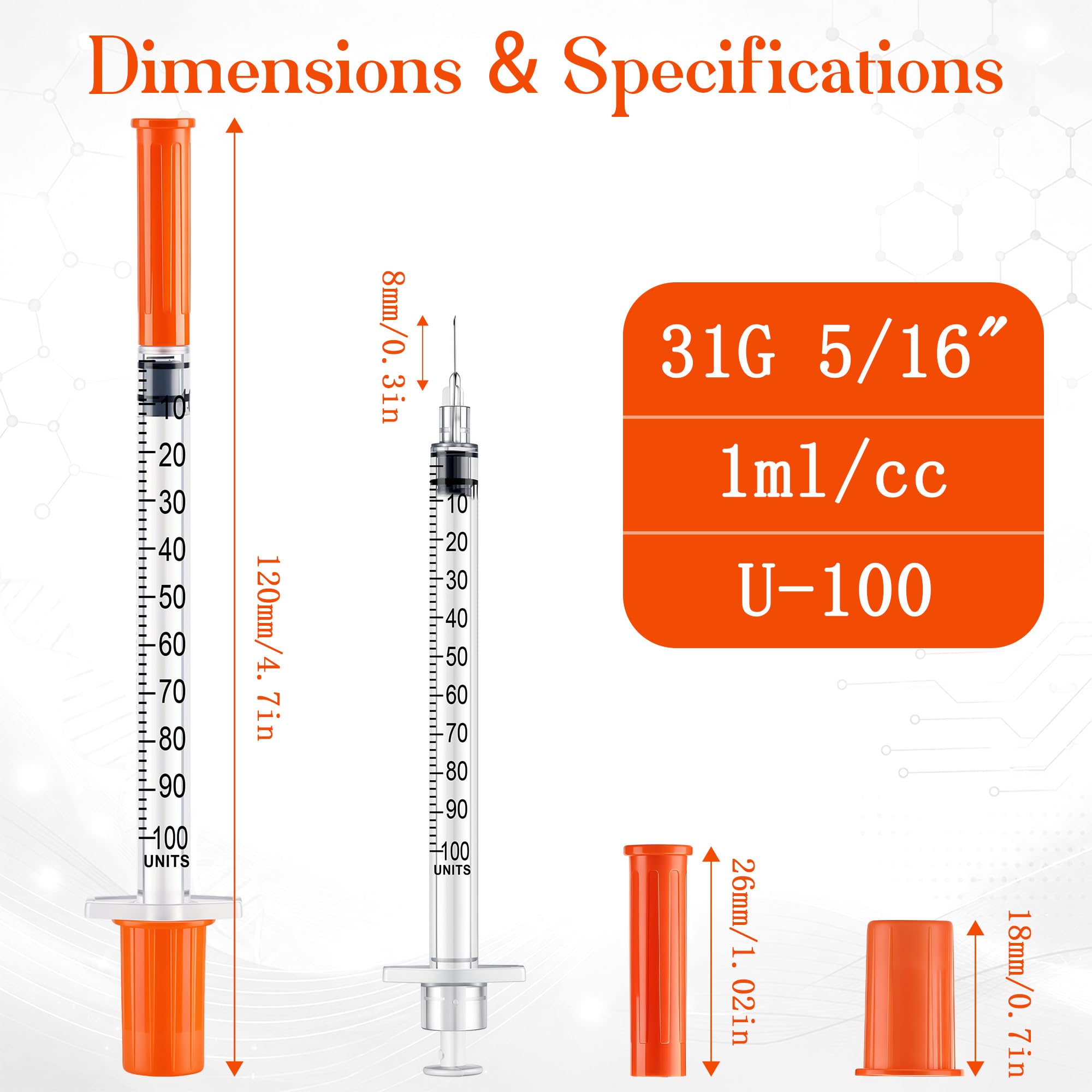100 Count 1ml Measuring Tool, 31𝐆 x 5/16" (8mm) — Amazon image 2