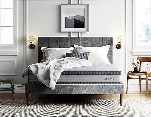 Miniatura 5 de Coolvie - Colchón híbrido de 10 pulgadas con bobinas de bolsillo individuales y espuma viscoelástica de doble capa fresca y cómoda colchón híbrido