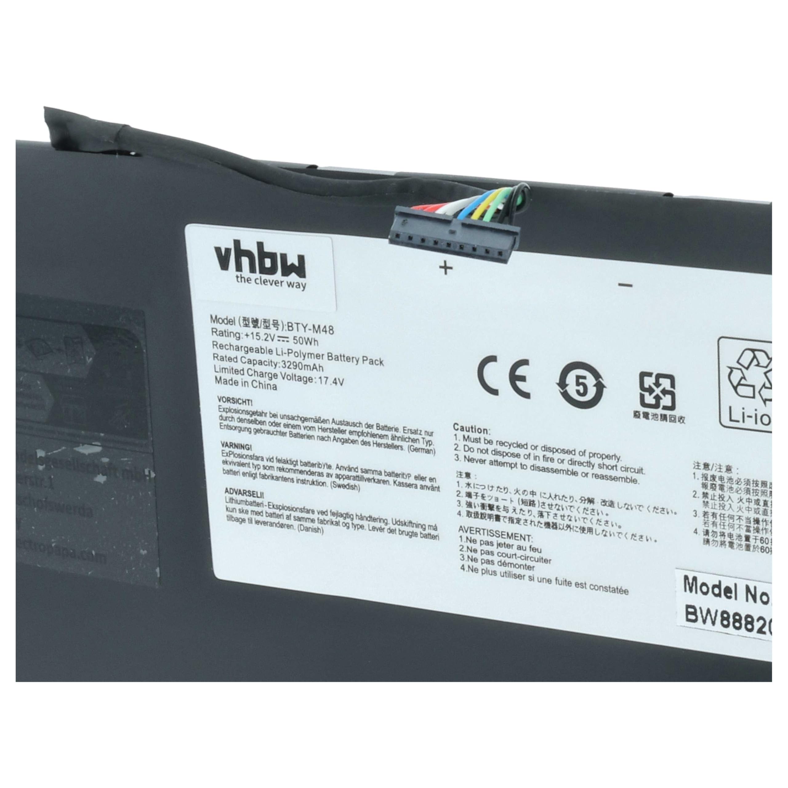 vhbw batteria sostituisce MSI BTY-M48, 4ICP5/41/119 per notebook (3250mAh, 15,2V, Li-Poly)