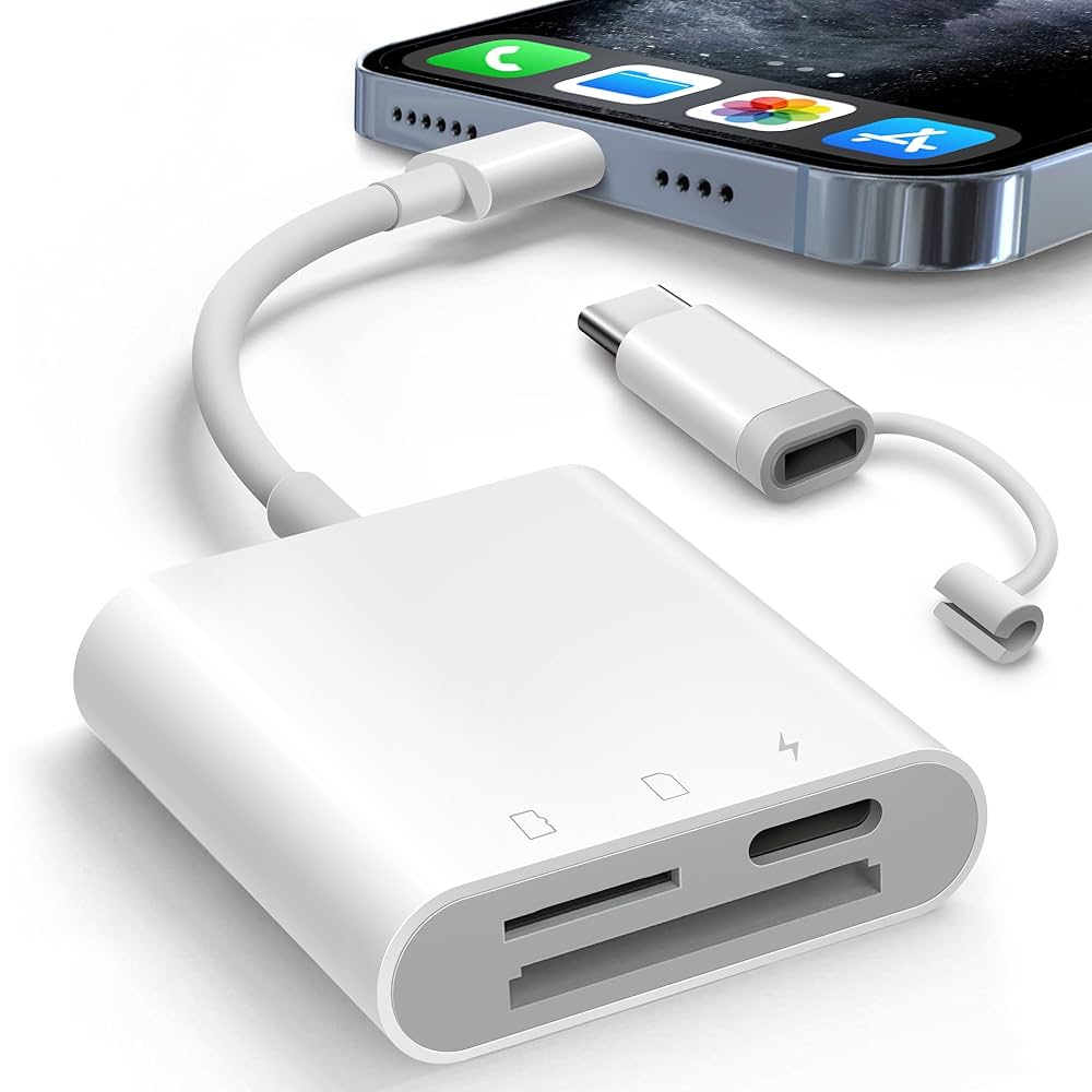 SD Card Reader For IPhone IPad, Lightning & USB-C Dual Connector Memory SD Card Adapter, Support SD/Micro SD Cards, High-Speed Trail Camera Viewer, Plug And Play