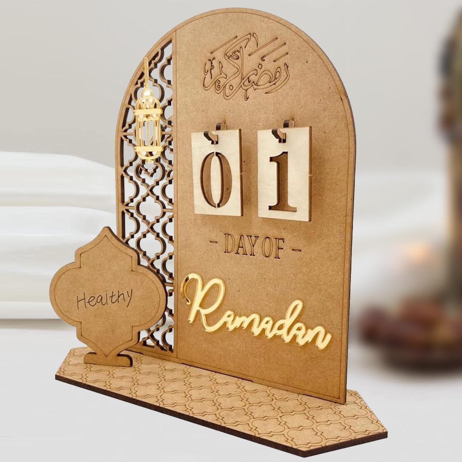 Ramadan Advent Calendar Wooden Countdown Calendars Decorations for Home, 30 Days Til Eid, Ramadan Gift for Kids, Ramadan and Eid Decor