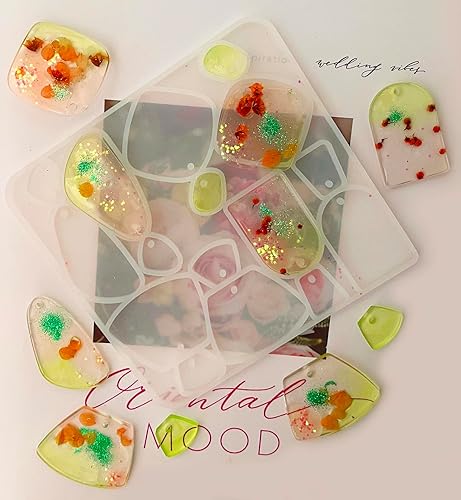 Miniatura 8 de 2 piezas de aretes geométricos de silicona para arco de resina colgante redondo molde de resina epoxi arco de forma redonda herramienta de