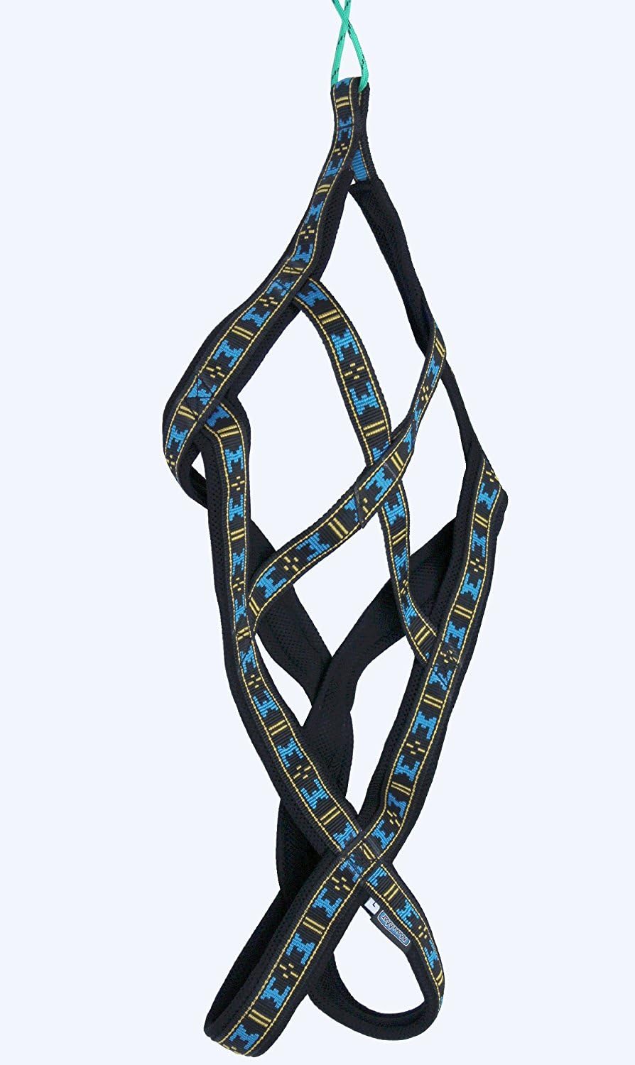 Dogs My Love Weight Pulling Sledding Dog Harness X-Back Style Black/Blue XLarge, 22.5" Neck Circumference.