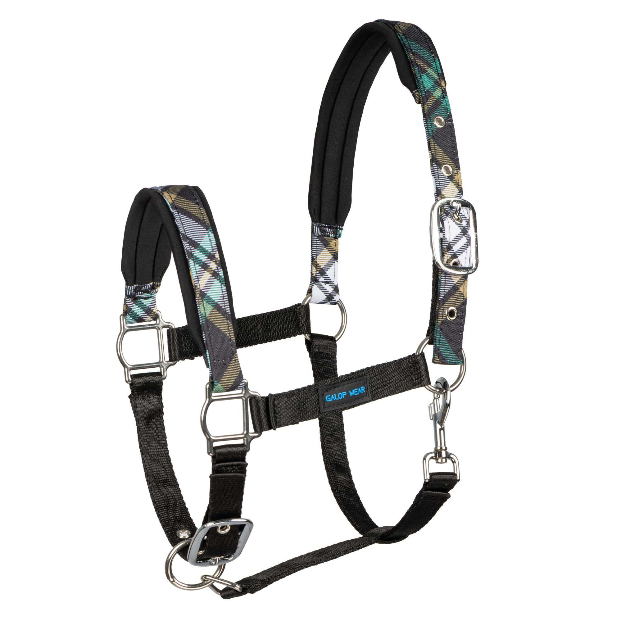 Halfter Heritage Line – Elegantes Pferdehalfter mit Karo-Muster & Neopren-Polsterung – Robustes Stallhalfter für Pferde & Ponys – EU-Qualität (Pony)