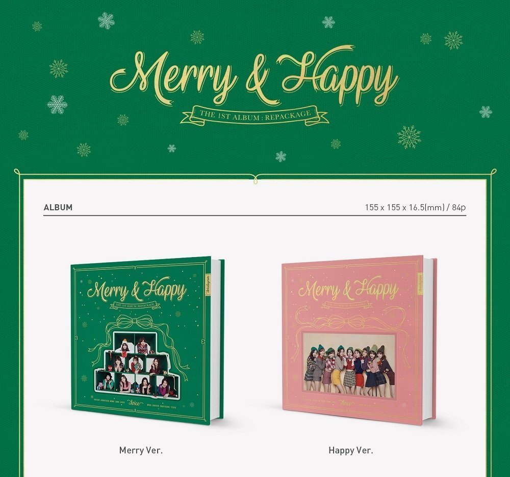 TWICE - Merry & Happy [Happy ver.] CD + álbum de fotos + cartão de
