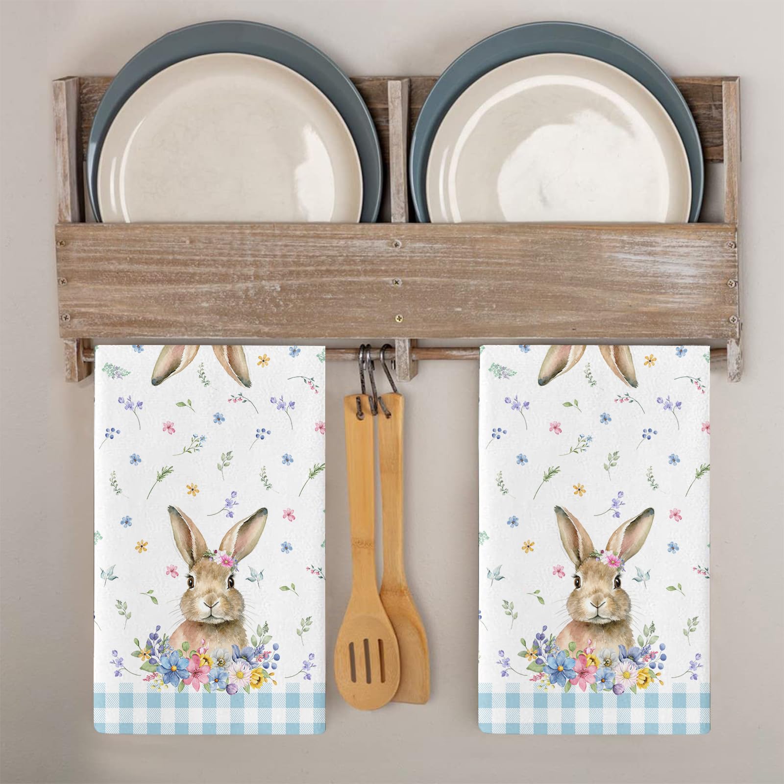 Strofinacci Cucina Blu Carino Floreale Canovacci Cucina Assorbente Microfibra Morbido e Lavabile Asciugamani Cucina Decorativi per Bagno Ristorante 4 Pezzi (40x60 cm)
